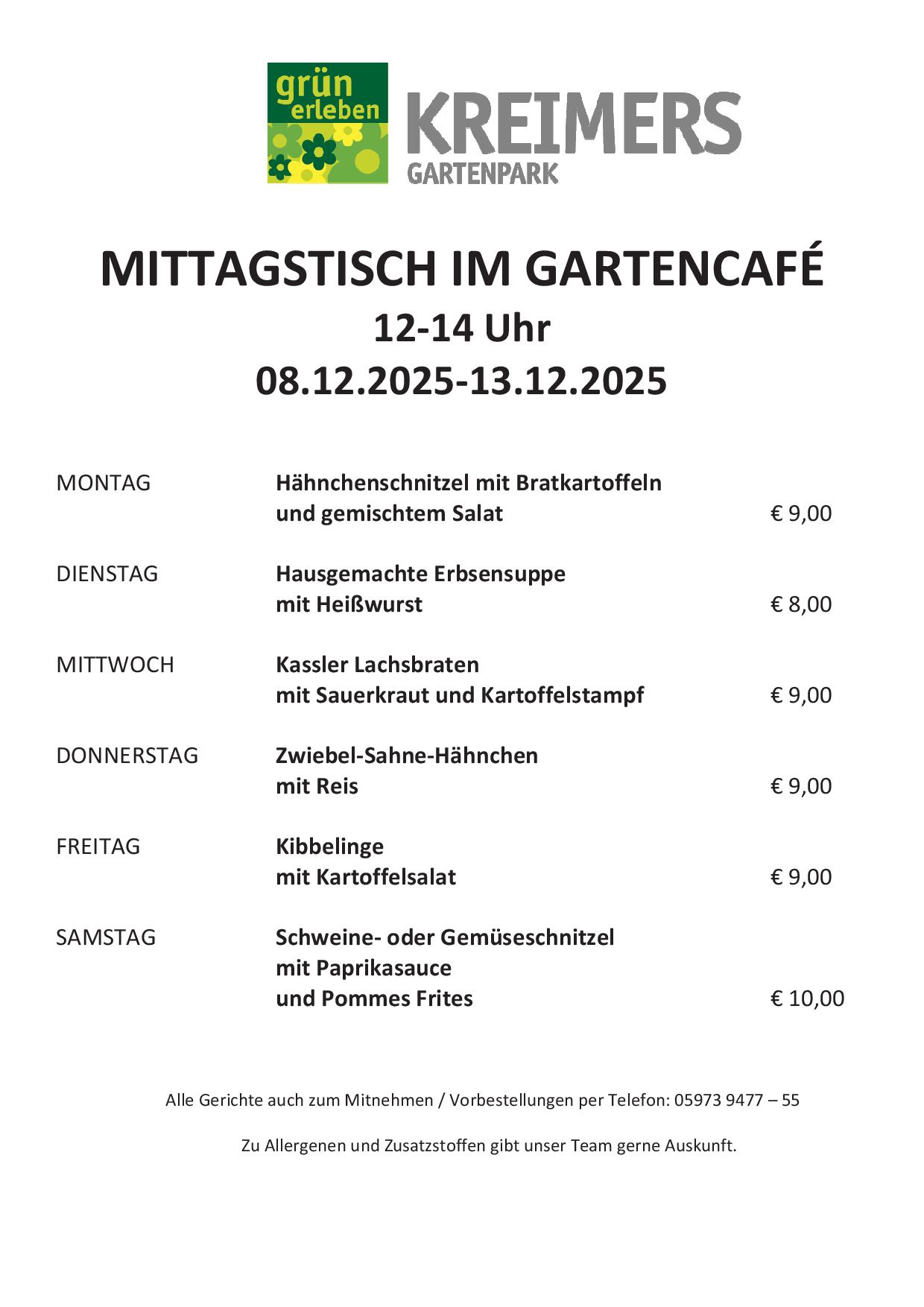 Mittagstisch Wochenplan KW 50
